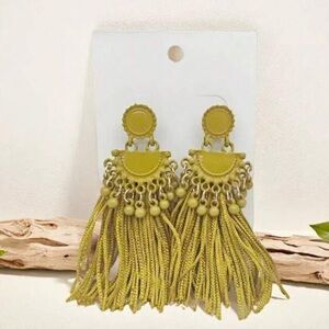 🆕OCEANUS BOUTIQUE Golden yellow fringe style earrings
